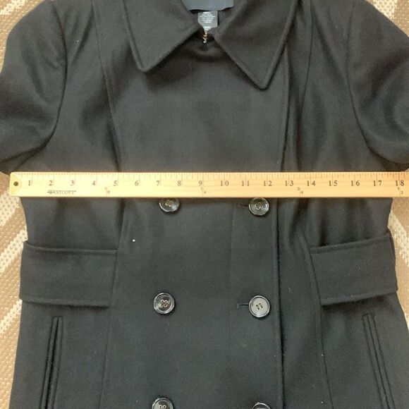 MODA International Black Wool Blend Pea Coat Size Medium Petite - Picture 15 of 16
